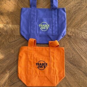 Trader Joe's Vibrant Purple and Orange Tote Bags